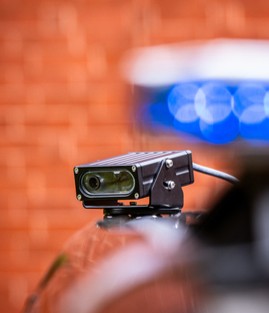 Vehicle-mounted Mobile LPR camera scanning plates at patrol speed