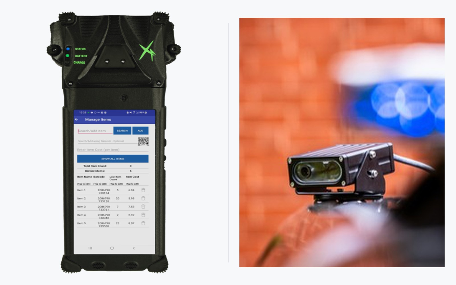 One-piece AutoISSUE handheld alongside Mobile LPR camera