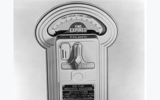 Classic single-space mechanical parking meter, 1936